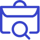 Magnifying glass on briefcase icon