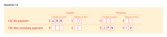 An example of how the Australian taxpayer completes question 14 