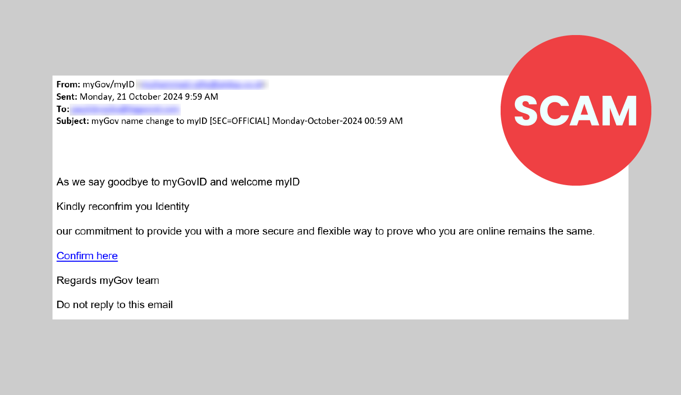 Email screenshot with red scam badge 689x400px