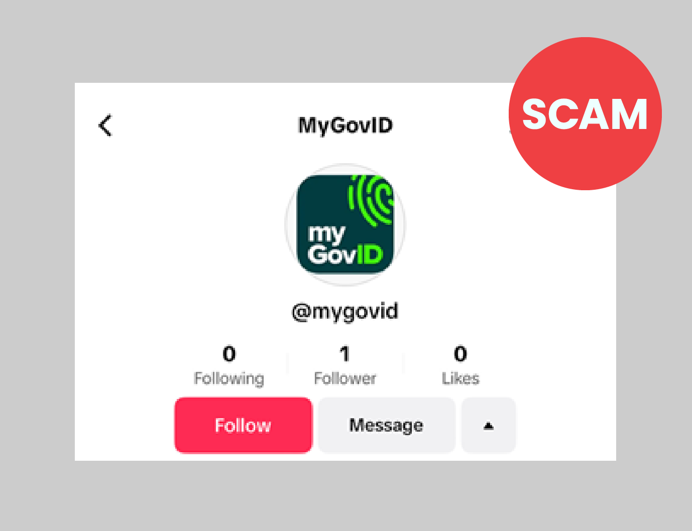 Screenshot example of scam account 689x529px