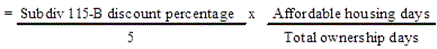Formula to determine affordable housing discount percentage